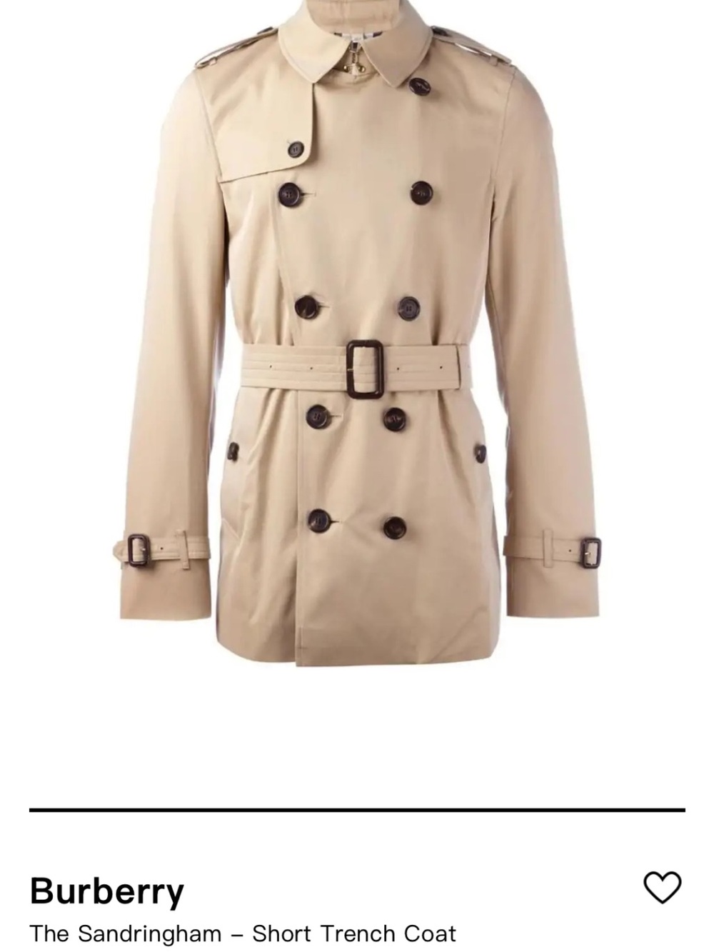 Burberry Short Double-Breasted Trench Coat in Beige